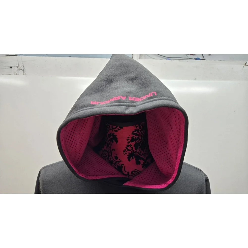 Under Armour UA Storm Hoodie Youth XL Dark Gray, Pink Logo Loose Pullover
